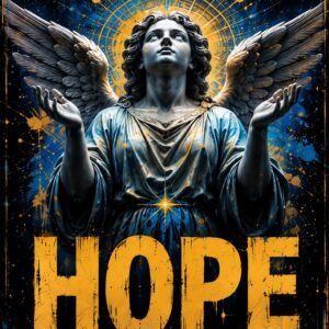Affiche représentant un ange avec le mot HOPE
