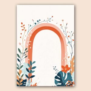 Affiche murale A3 avec un arc-en-ciel et des fleurs
