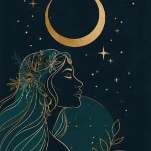 Illustration d'une femme contemplant la lune