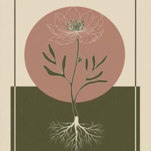 Affiche représentant une fleur avec des formes géométriques