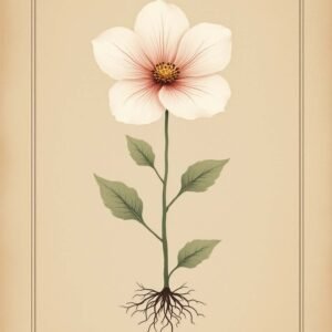 Illustration d'une fleur sur fond beige