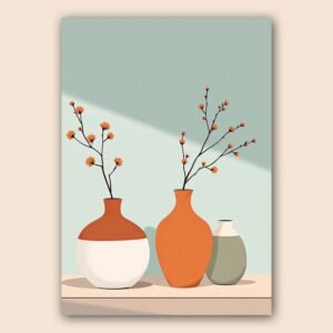 Affiche vases modernes avec fleurs