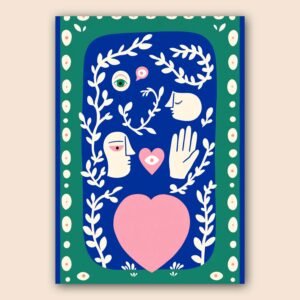 Affiche murale A3 avec visages et coeur