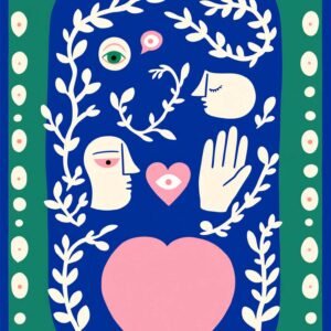 Affiche murale A3 avec visages et coeur