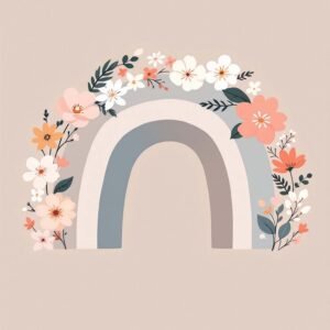 Affiche murale A3 avec un arc-en-ciel et des fleurs