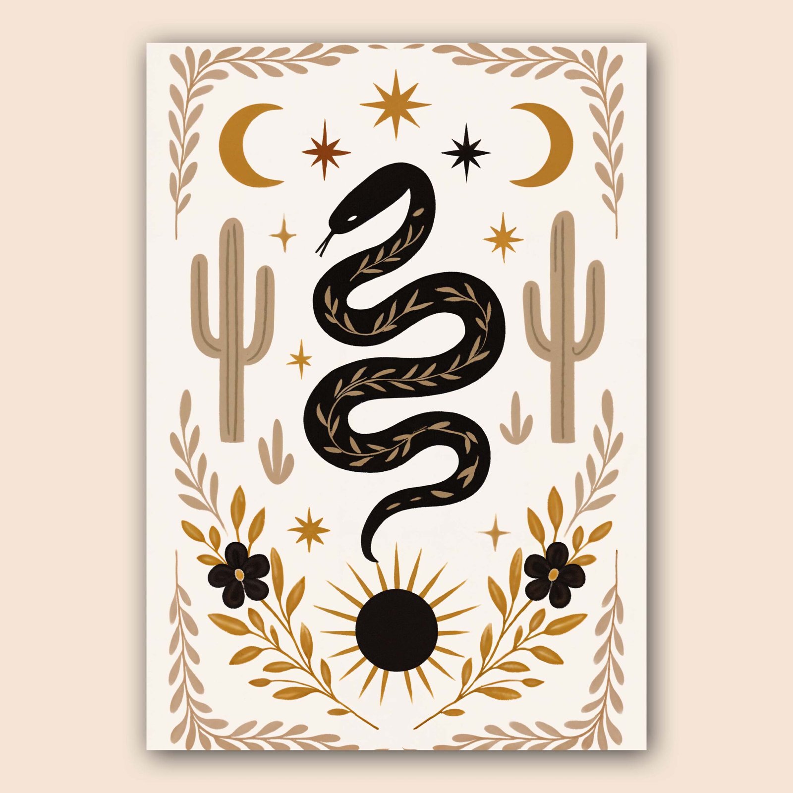 Affiche murale serpent bohème