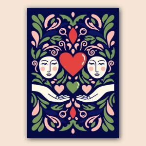 Affiche illustrée représentant l'amour et la connexion