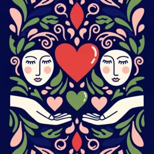 Affiche illustrée représentant l'amour et la connexion
