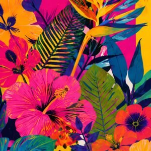 Affiche murale de fleurs tropicales vibrantes