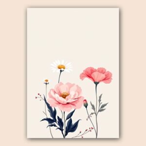 Affiche de fleurs sur fond beige