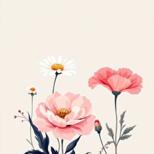 Affiche illustrée de fleurs modernes