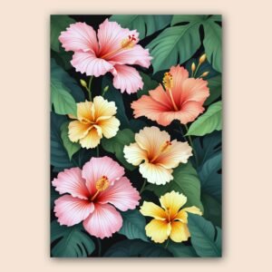 Affiche d'hibiscus tropical en décoration