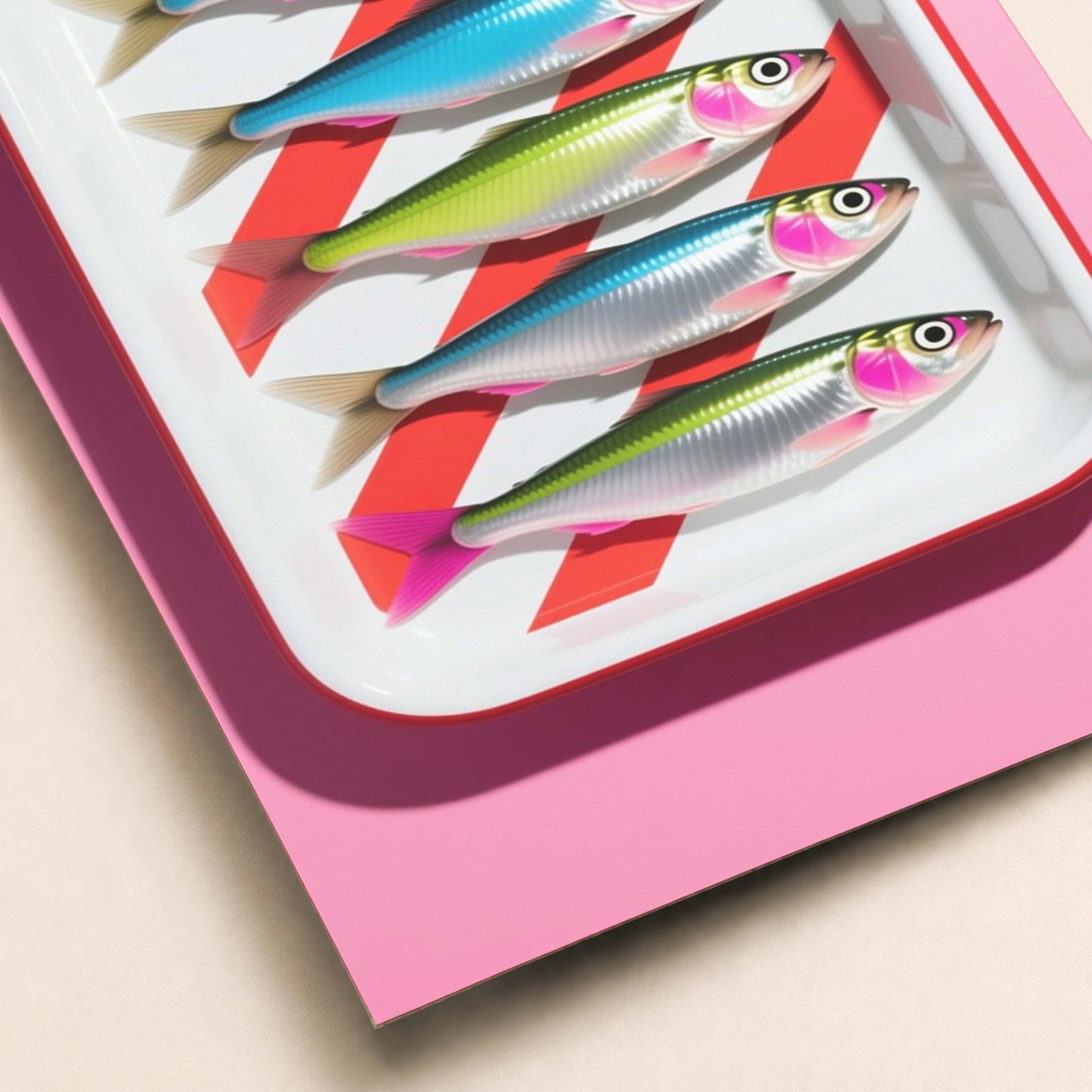 Affiche murale de poissons colorés sur fond rose