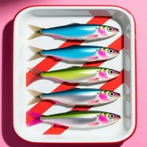 Affiche murale de poissons colorés sur fond rose