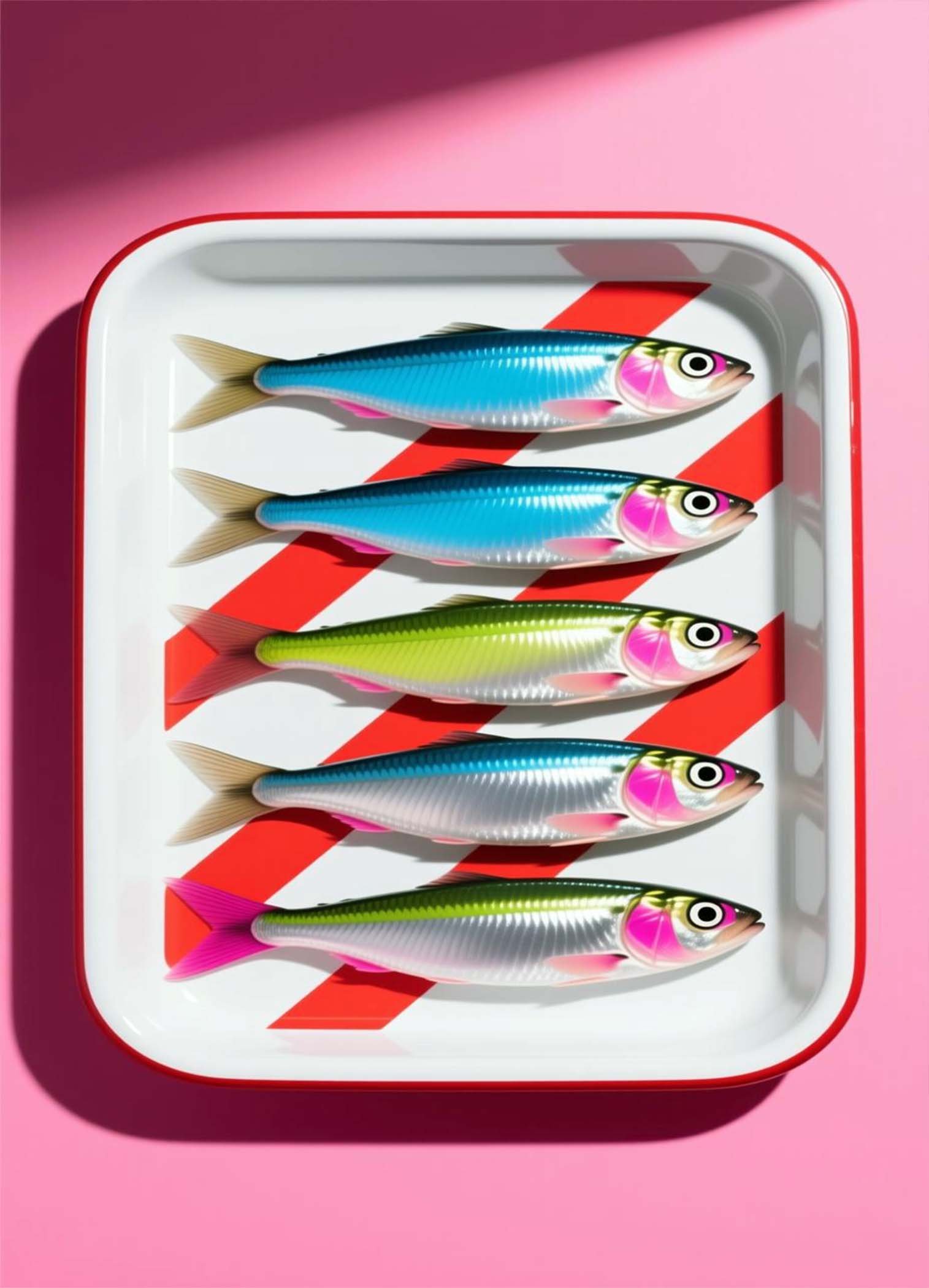 Affiche murale de poissons colorés sur fond rose