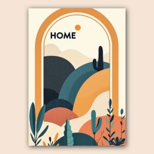 Affiche murale d'un paysage abstrait avec des couleurs chaudes