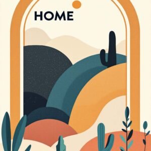 Affiche murale d'un paysage abstrait avec des couleurs chaudes