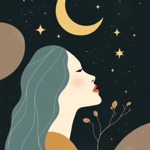 Affiche d'une femme contemplative sous un ciel étoilé