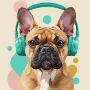 Illustration d'un chien avec des écouteurs
