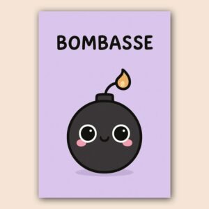 Affiche d'une bombe mignonne sur fond violet