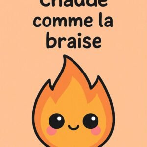 Affiche d'une flamme souriante sur fond orange