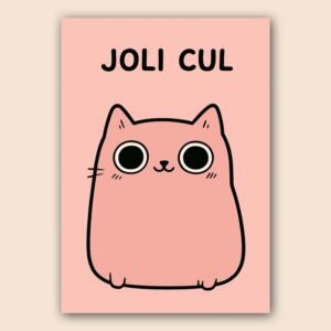 Affiche d'un chat mignon sur fond rose