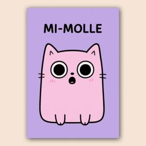 Affiche d'un chat mignon sur fond violet