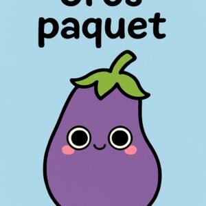 Affiche d'une aubergine souriante sur fond bleu