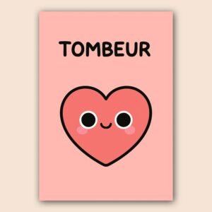 Affiche d'un coeur souriant sur fond rose