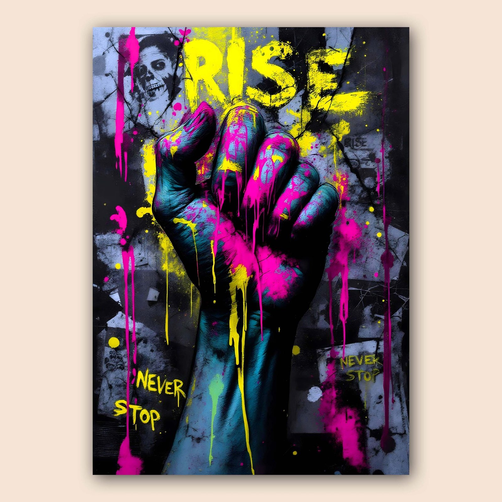 Affiche murale d'un poing levé en street art