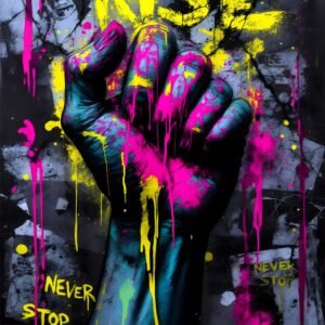 Affiche murale d'un poing levé en street art