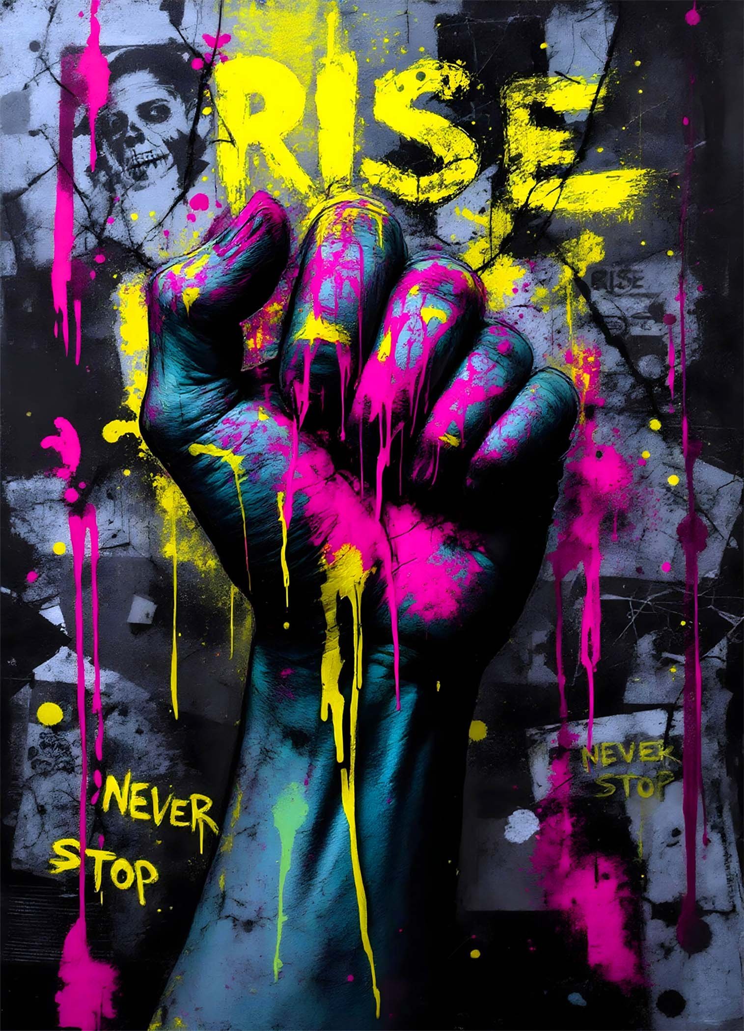 Affiche murale d'un poing levé en street art