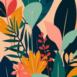 Affiche murale représentant un feuillage tropical coloré