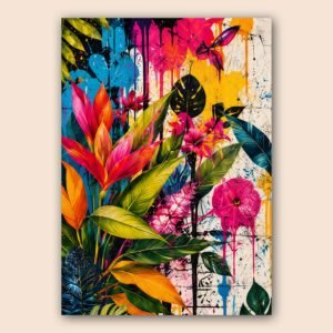 Affiche murale A3 de fleurs tropicales colorées