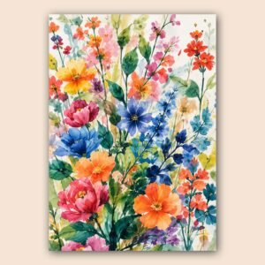 Affiche murale de fleurs colorées en aquarelle