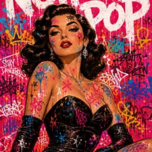 Affiche murale d'une femme glamour dans un style street art