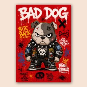 Affiche murale d'un chien bad dog en style street art