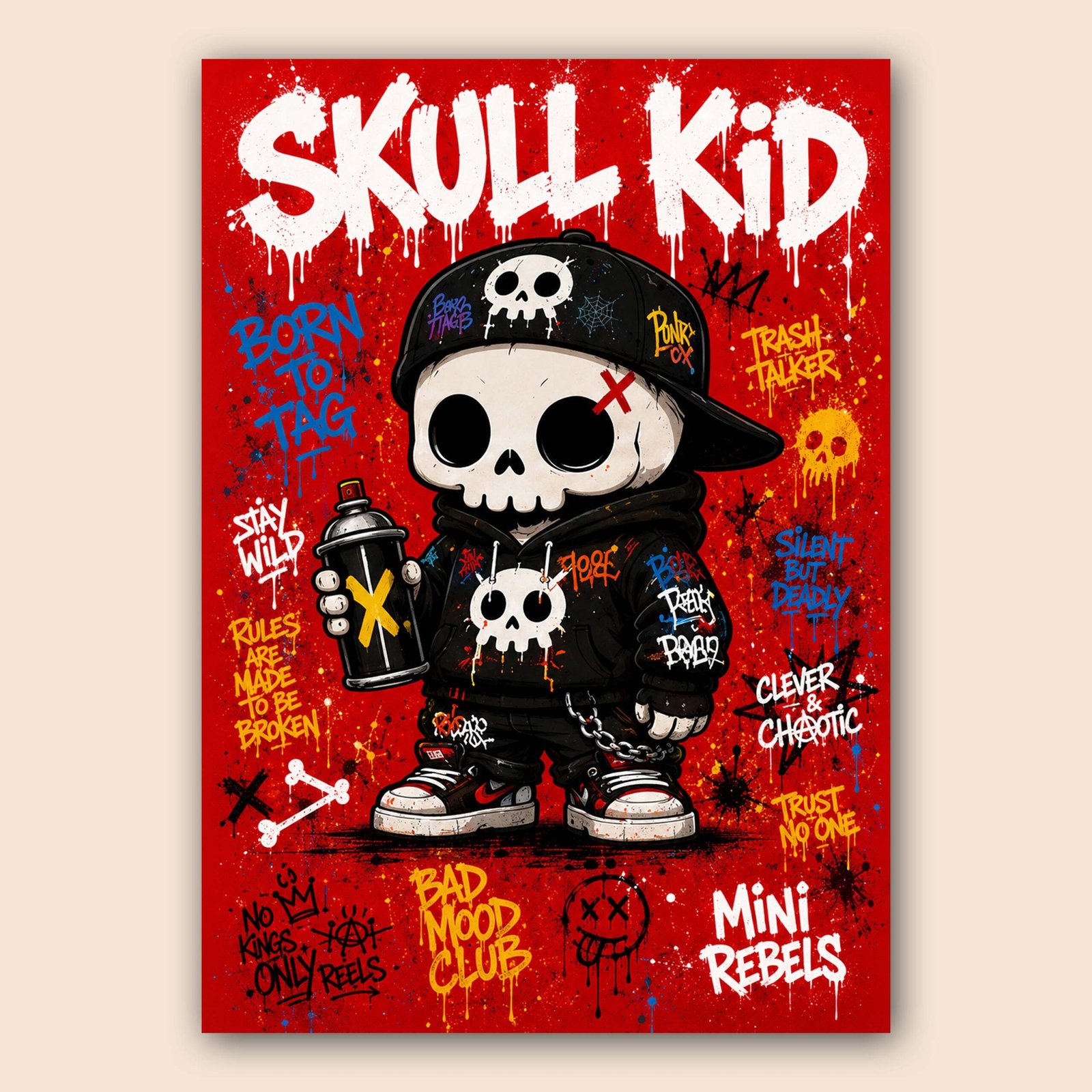 Affiche Skull Kid en style graffiti