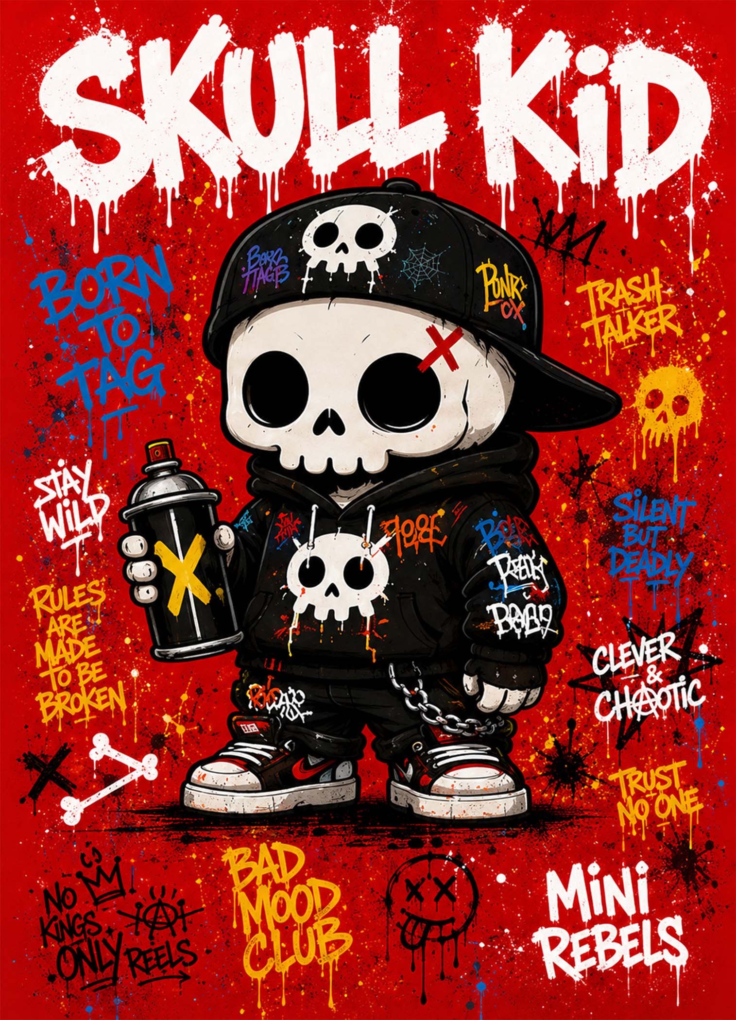 Affiche murale Skull Kid en street art