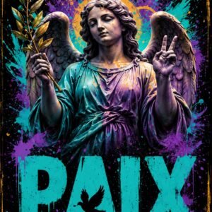 Affiche représentant un ange avec un message de paix