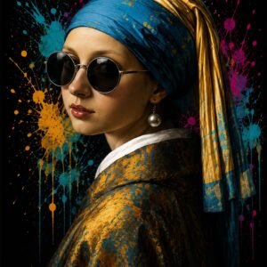 Portrait artistique moderne avec couleurs vives