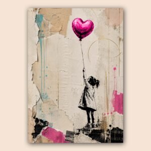 Affiche d'une enfant tenant un ballon rose
