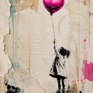 Affiche d'une enfant tenant un ballon rose
