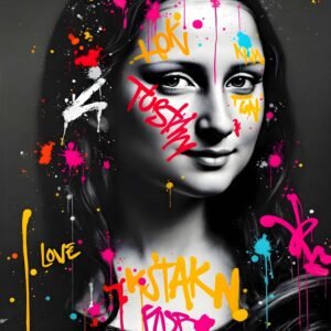 Affiche de la Mona Lisa avec des éclaboussures de couleurs vives