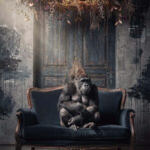 Affiche murale d'un gorille sur un canapé