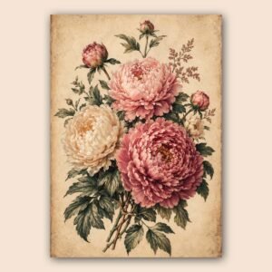 Affiche de pivoines en fleurs