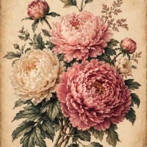 Affiche murale de pivoines en rose et crème