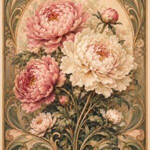 Affiche représentant des fleurs dans un style art nouveau