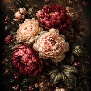 Affiche murale de fleurs baroques