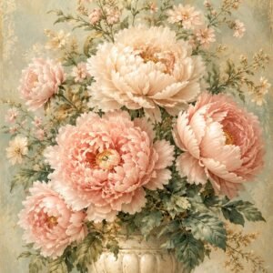 Affiche murale de fleurs roses dans un vase